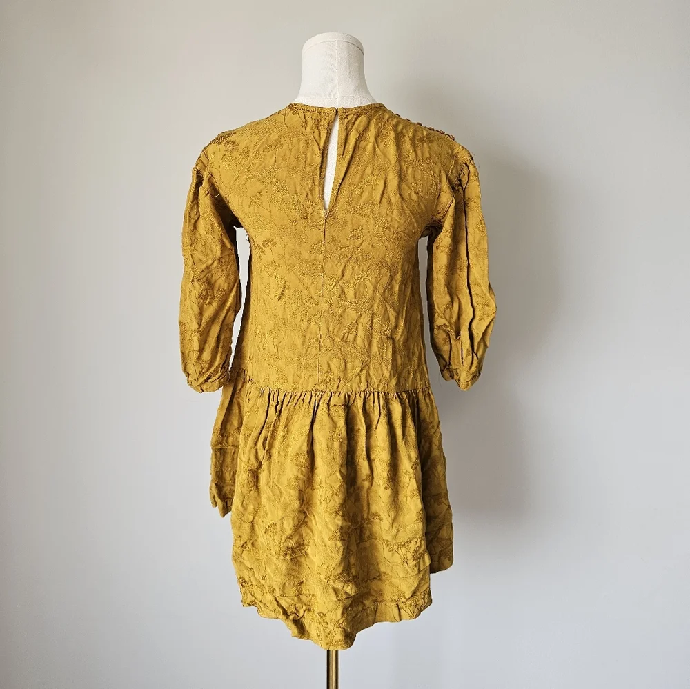Zara 10 L Mustard Yellow Textured Dress - Picture 3 of 9